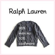 RALPH LAUREN gruby sweter warkocze wełna merynos i kaszmir 