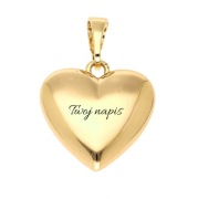 Zawieszka wisiorek pozłacane serce grawer Chrzest prezent Komunia Święta 