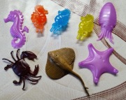 Konik morski, krab, zwierzęta morskie figurki do zabawy - zestaw