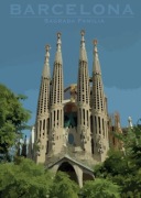 "Seria Europa"  - Hiszpania, Barcelona - Sagrada Familia - plakat 40x50cm