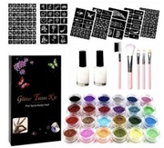 ZESTAW DO ROBIENIA TATUAŻY BROKATOWYCH SZABLONY DUZY DIY 