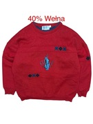 Czerwony sweter vintage retro haft 90s 80s premium boxy nike adidas