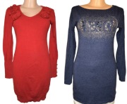 Tuniki 2 szt. czerwona i granatowa z ćwiekami wiskoza M-L (38-40)