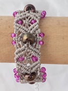 BRANSOLETKA MAKRAMA KORALIKI SZKLANE RĘKODZIEŁO 