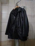 płaszcz męski XL kurtka skórzana czarna skóra naturalna gładka miękka z