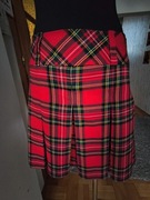 Spódniczka mini plisowana układana szkocka krata czerwona rozmiar 40