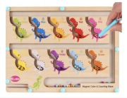 Magnetyczny labirynt kolorów z dinozaurami,układanka edukacyjna Montessori