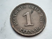 Niemcy Cesarstwo Niemieckie - 1 fenig, pfennig 1911 - mennica J