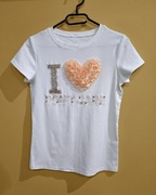 Bluzka damska ze zdobionym napisem, sercem 3D