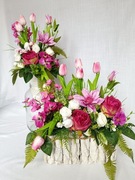 Wiosenna Kompozycja Nagrobna Komplet na Grób Cmentarz Tulipany Bratki N50