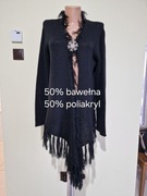 Sweter asymetryczny z frędzlami czarny