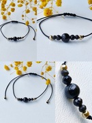 Bransoletka Ochronna Turmalin Czarny Hematyt Złoty Czarna Regulowana