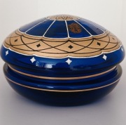 **ANTIQUE bomboniera Bohemia COBALT Blue Glass 1930+