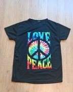 Piękny T-shirt hipisowski Peace and Love, woodstock. Rozmiar MNowy