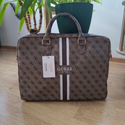 Guess Torba na laptopa do 16" brązowa, stylowa 4G Printed Stripes