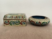 Szkatułka i popielnica. Emalia cloisonne. Lata 50-ąte XX wiek.