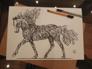 Rysunek: koń - cienkopis - blok tech. A3, 250 g/m2
