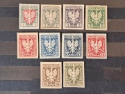 Znaczek Rocznik 1919 Fi 55-65 ORZEŁ NA TARCZY HERALDYCZNEJ