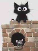 Naklejka na ścianę kot mysz