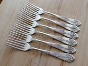 PRZEDWOJENNE SREBRZONE WIDELCE OBIADOWE WZÓR WARSZAWSKI 21cm