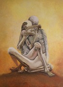 Obraz ręcznie malowany olejny Beksiński para