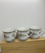 filizanki 3szt porcelana karolina made in poland z kwiatkami różami