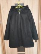 96 Czarny płaszczyk wiosenny luźny z kapturem, na zamek rozmiar 42