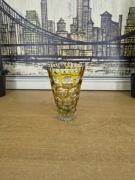 Kryształowy wazon w kolorze bursztynowym – bogaty szlif – 15 cm