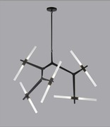 LAMPA WISZĄCA CANDELABR 10 czarny mat, białe klosze - NOWA 