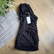 nowa czarna sukienka koktajlowa randka sexy elegancka Zara M Mała czarna