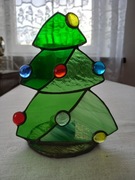 Witraż w kształcie choinki ozdoba świąteczna  