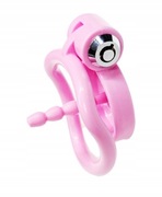 Mały różowy płaski pas cnoty chastity 5 pierścieni + dilator