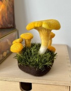 Pieprznik jadalny, figurka kurki z wełny, realistyczny grzyb 1:1 rękodzieło