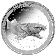SREBRNA MONETA DUNKLEOSTEUS , PREHISTORIC LIFE