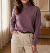 Wełniany sweter premium 38 M wool Golf fioletowy 
