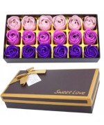 Sztuczne róże mydlane kwiaty 18szt prezent dekoracyjne fioletowe flower box