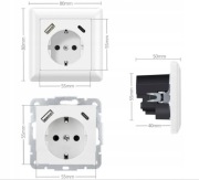 Gniazdko Z Ładowaniem USB-C ZESTAW 2 SZTUKI