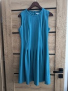 Sukienka z zakldakami plisowana H&Ma 40 midi morska