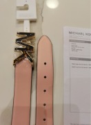 Michael Kors skórzany różowy pasek złota klamra S 92