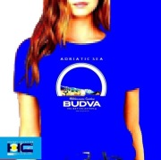 T-ShIrt, BUDVA MONTENEGRO , damska L, niebieska 