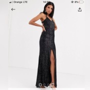 Czarna cekinowa sukienka ASOS 