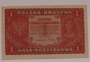 Banknot 1Marka  Polska 1919 r I Serja GT Nr 322548  Stan II/II-