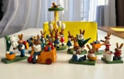 Zestaw drewniane figurki zajączki erzgebirge kolekcjonerskie Wielkanoc