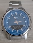 Zegarek męski Casio kwarcowy analogowo-cyfrowy sportowy stalowy srebrny