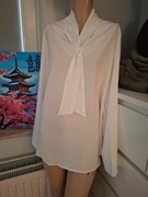 44 XX elegancka biała koszula z wiązaniem vintage zimowa na zime bluzka