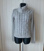 George szary sweter z golfem w warkocze L