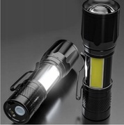 ALUMINIOWA MINI LATARKA LED XPE + COB + KABEL USB 