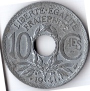 FRANCJA 10 centimes 1941, KM# 897, XF