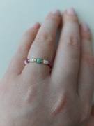 Pierścionek elastyczny perły rubin szmaragd srebro