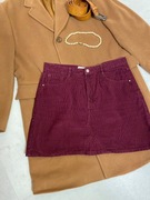 Burgundowa sztruksowa spódnica coquette sztruks L